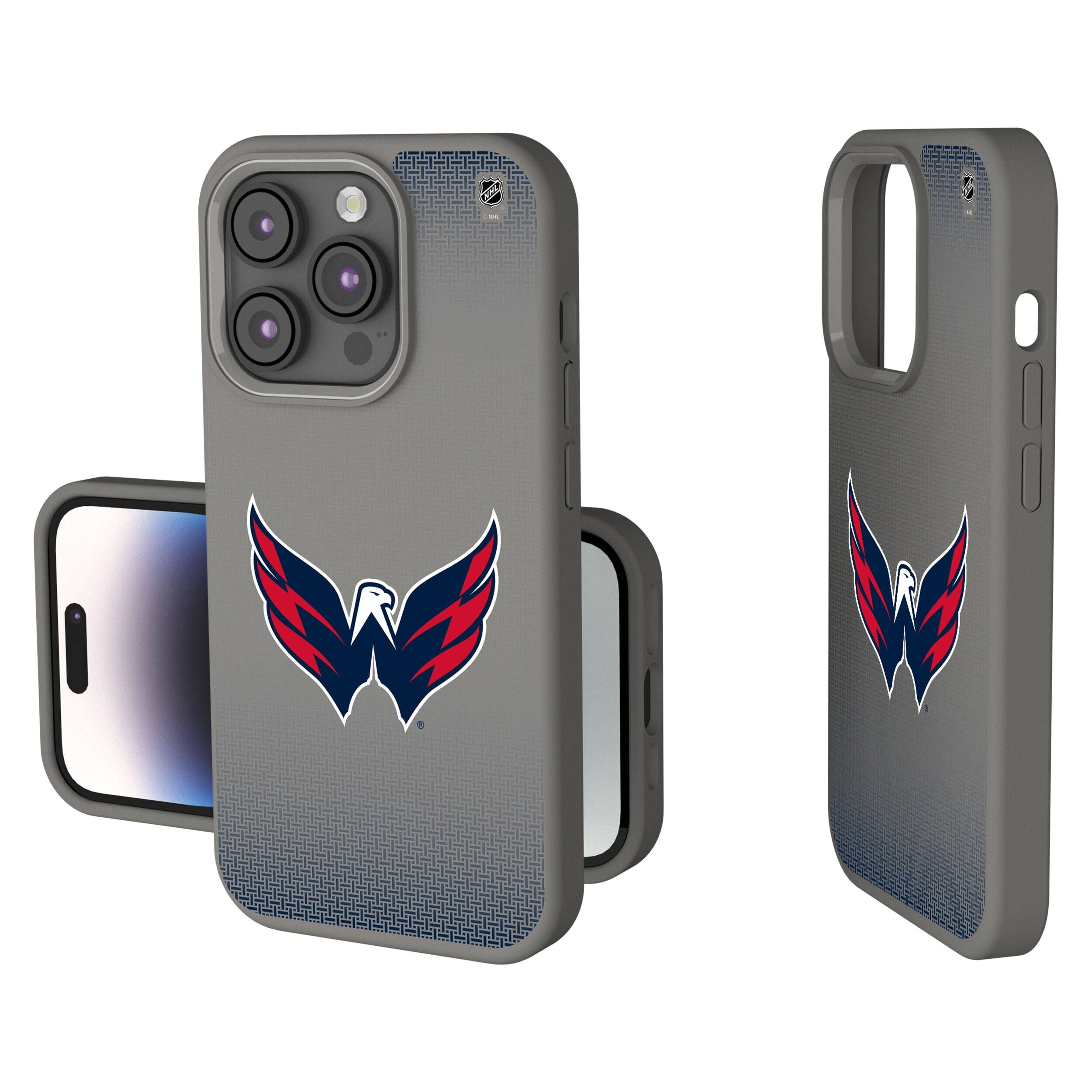 Front. Keyscaper - Washington Capitals Linen Logo iPhone Soft Touch Case - 15 Pro - Gray.