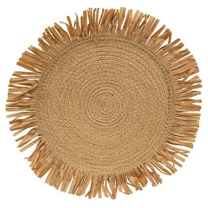 Front. BreeBe - Natural Jute & Dried Grass Candle Mat - 14" - Natural.