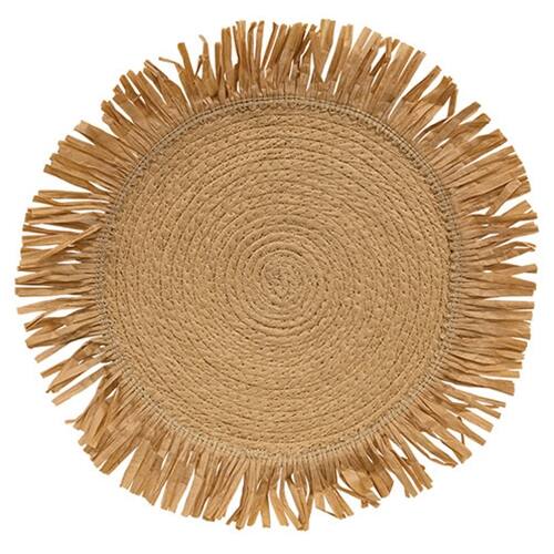 Front. BreeBe - Natural Jute & Dried Grass Candle Mat - 14" - Natural.