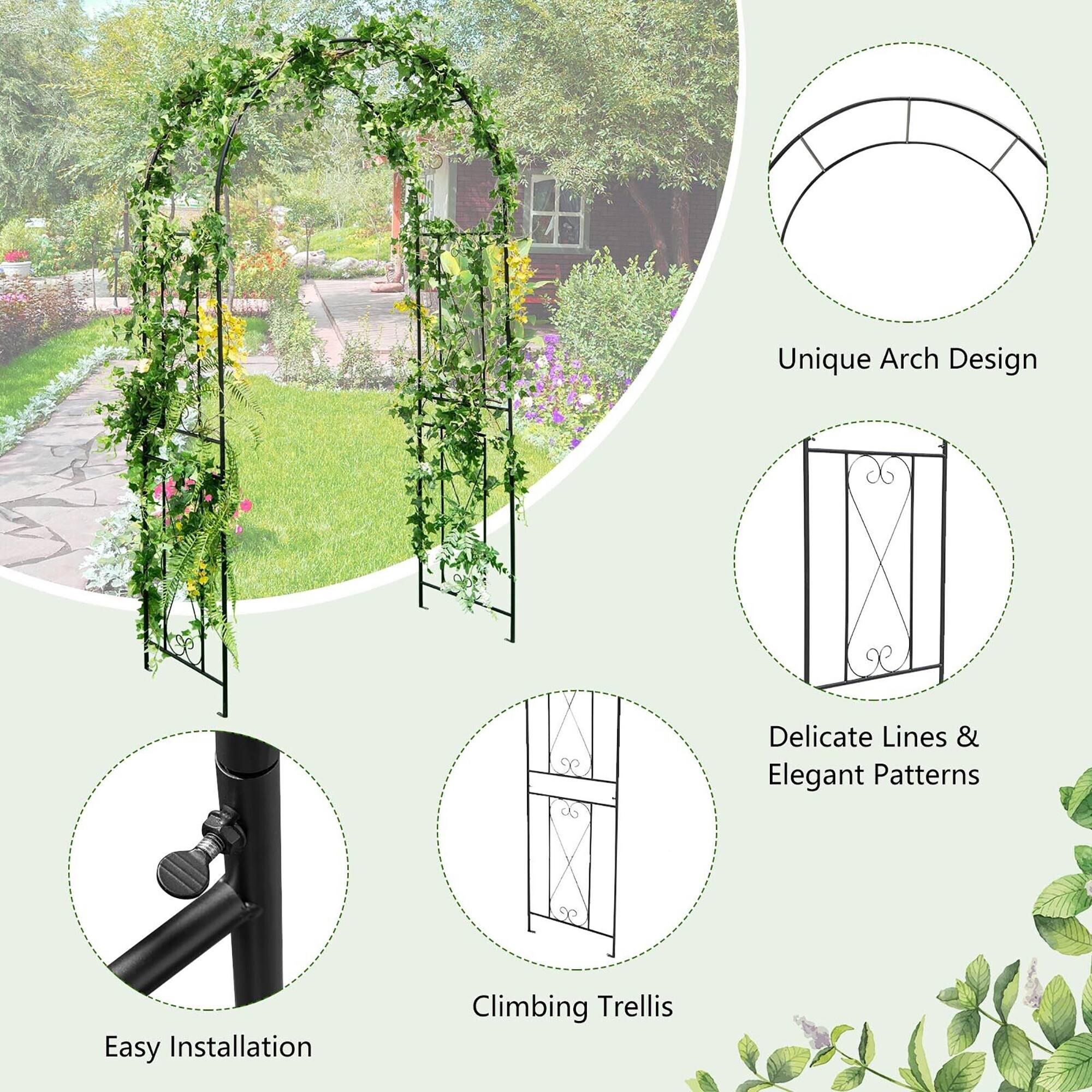 Unique Arch Design  
Delicate Lines & Elegant Patterns  
Easy Installation  
Climbing Trellis