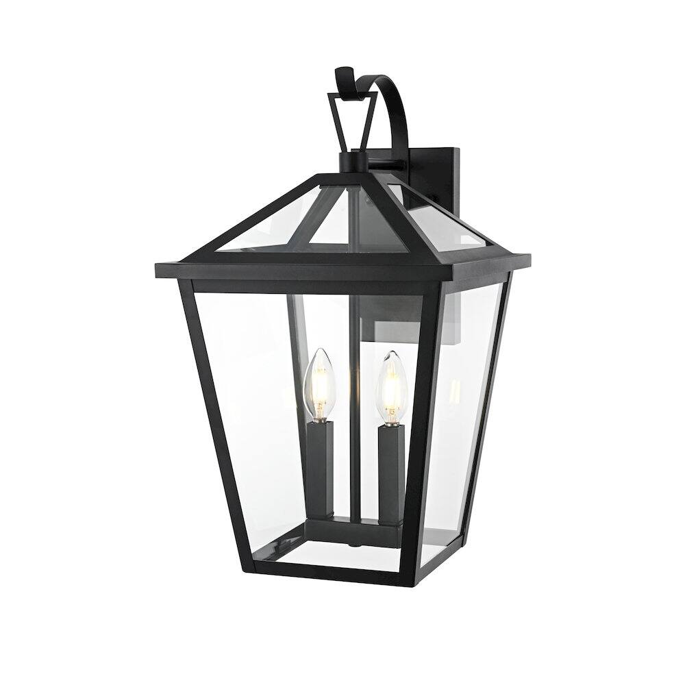 Angle. Elegant Lighting - Frankford 7 inch Outdoor Pendant in Black - Black.