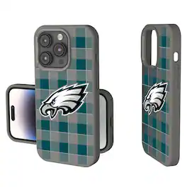 Keyscaper - NFL - Philadelphia Eagles Plaid Soft Touch iPhone Case - 15 - Gray