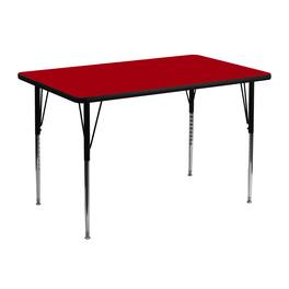 Emma + Oliver - 30x48 Rectangle Laminate Adjustable Activity Table - Red