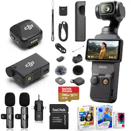 Bundle - DJI - Osmo Pocket 3 Vlog Combo 4K Camera with Mic Mini, 256GB microSD, Wireless Mic & Tripod - Black