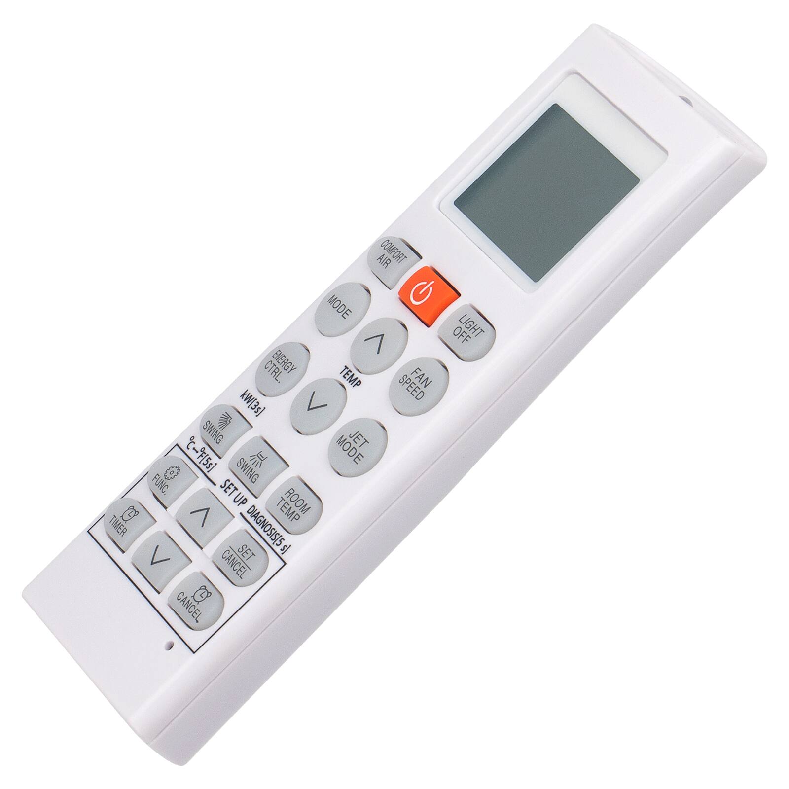AIR COMFORT MODE G > OFF LIGHT CTRL. ENERGY TEMP FAN kW[3s] SPEED go SWING MODE JET FUNC. C-F[5s] SWING SET UP a 7 TEMP ROOM TIMER SET DIAGNOSIS[5 s] CANCEL CANCEL