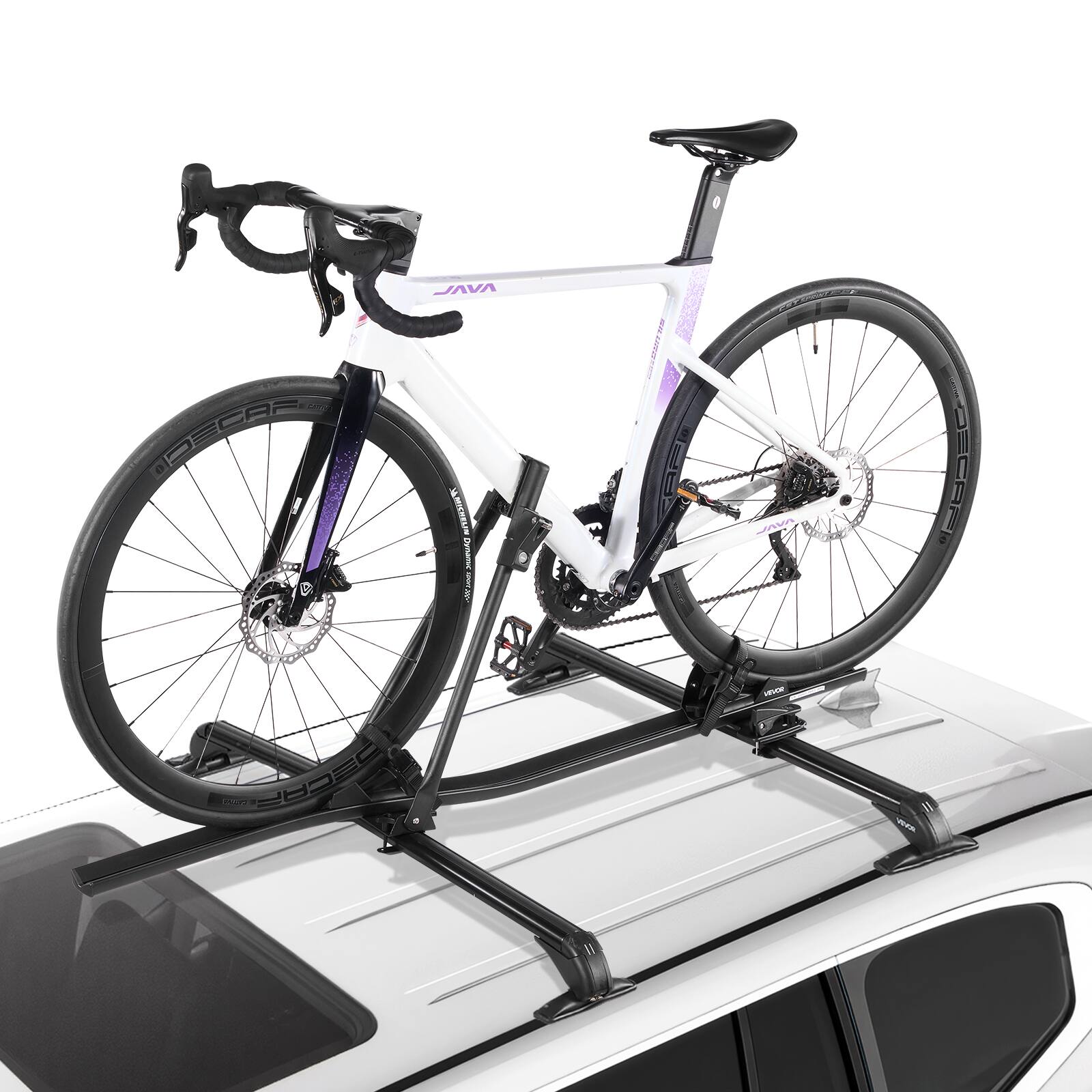 VEVOR - Roof Bike Rack, 33 lbs Capacity, Upright Roof Mount Bicycle Rack with Secure Locking System for Most Standard Crossbars - Black