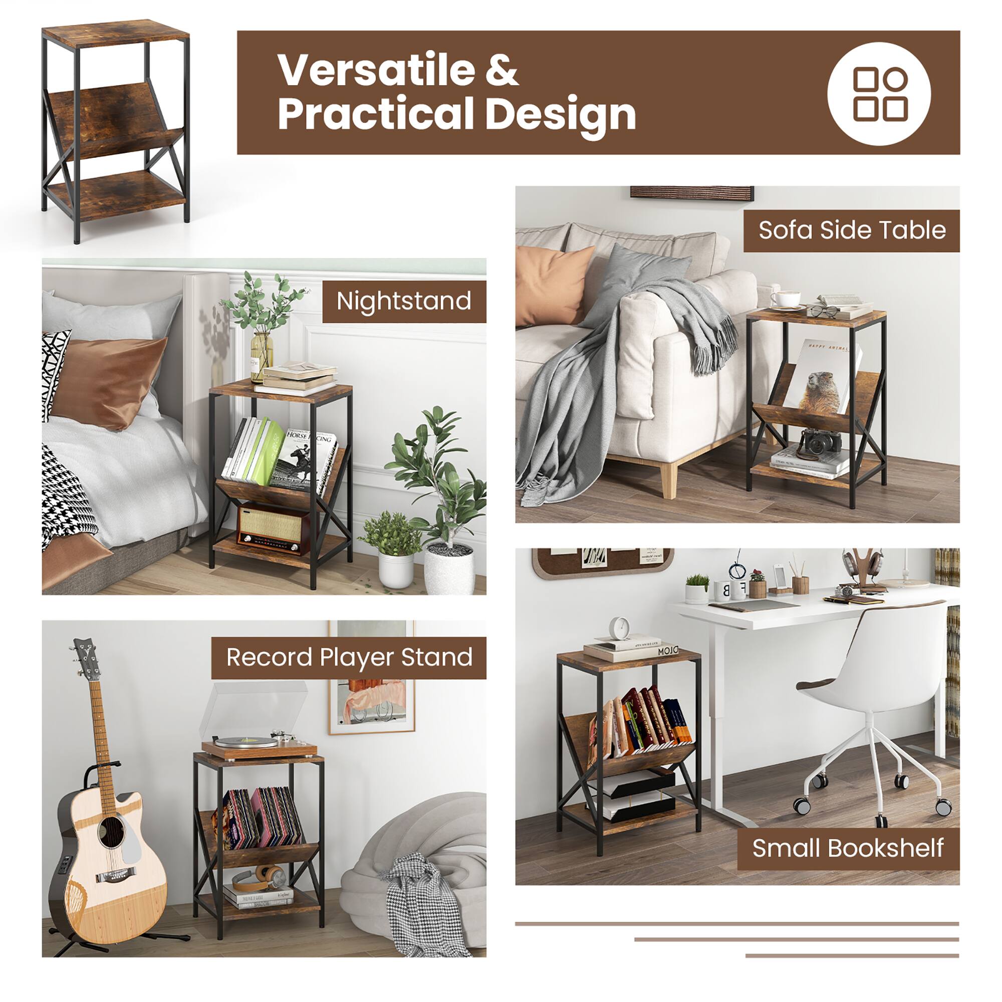 Versatile & Practical Design

Sofa Side Table

Nightstand

Record Player Stand

Small Bookshelf