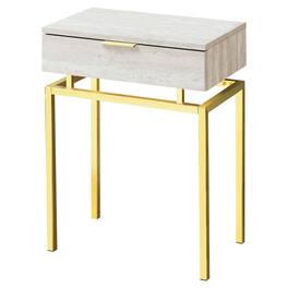 Hivvago - 24in Modern End Table 1 Drawer Nightstand - Beige/Gold