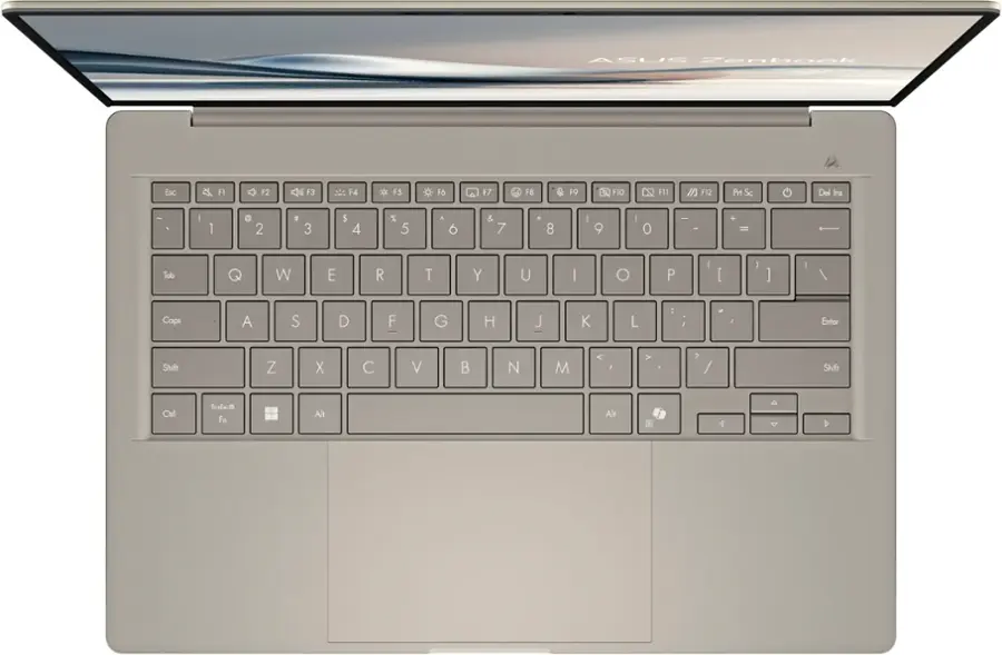 The text on the image reads:

ASUS Zenbook Esc F1 F2 F3 F4 F5 F6 F7 F8 F9 F10 F11 F12 PrtScn Del Ins: - I 1 Q 2 3 $ 4 % 5 A 6 & 7 * 8 I 9 I O | - + = 1 2 3 4 5 6 7 8 9 0 - / Caps Lock Shift Z X C V B N M < > ? / Shift F1 F2 F3 F4 F5 F6 F7 F8 F9 F10 F11 F12 PrtScn Del Ins: - I 1 Q 2 3 $ 4 % 5 A 6 & 7 * 8 I 9 I O | - + = 1 2 3 4 5 6 7 8 9 0 - / Caps Lock Shift Z X C V B N M < > ? / Shift
