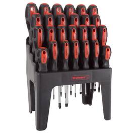 Stalwart - 26PC Screwdriver Set with Wall Mount, Stand, Magnetic Tips, Phillips, Slotted, Pz, and Star Screw Tips - Red