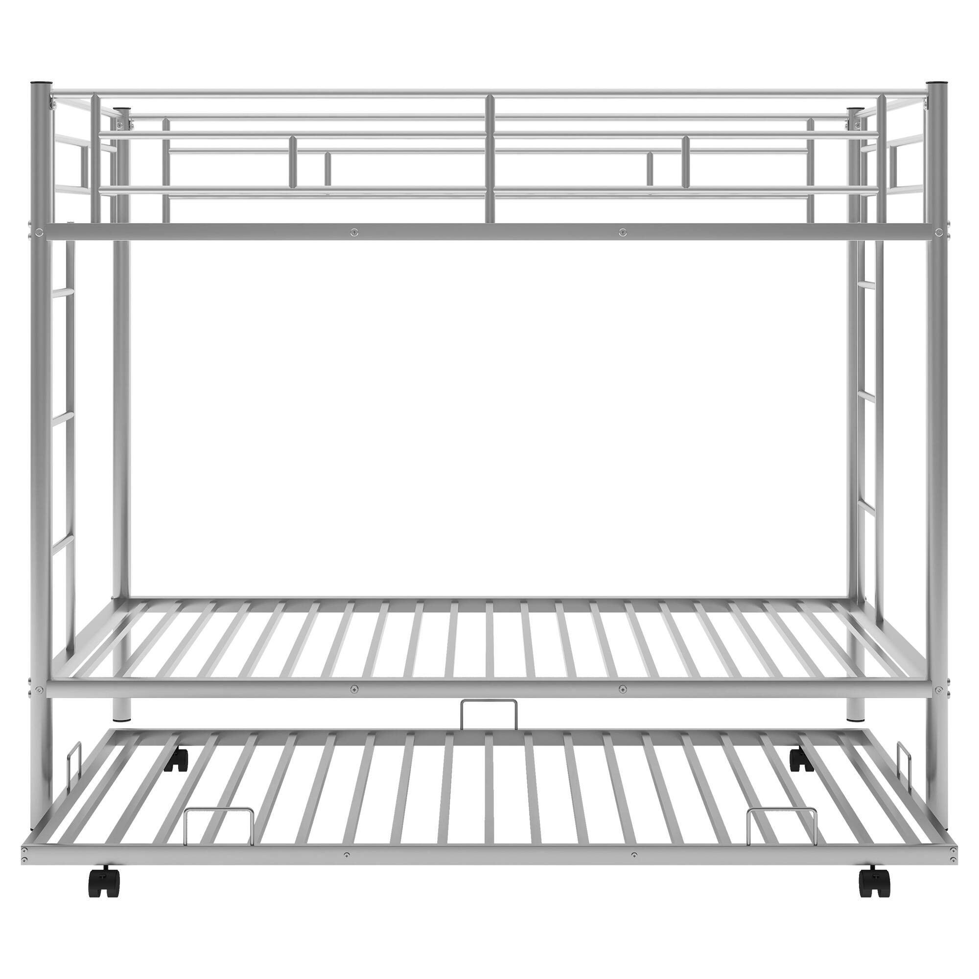 Alt View 1. GOODSILO - Twin over Twin Bunk Bed with Trundle - Silver.