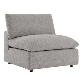 Commix Down Filled Overstuffed Boucle Fabric Armless Chair by Modway - Light Gray