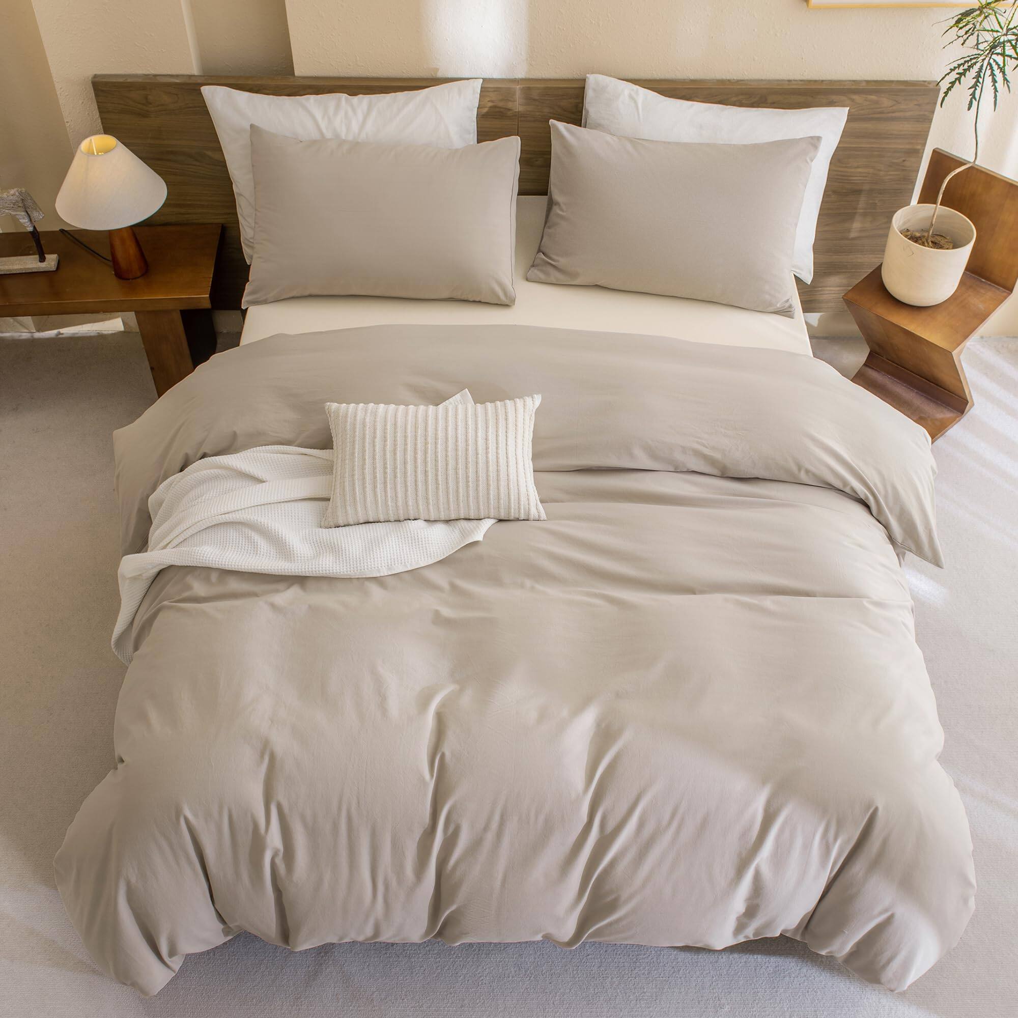 Left. PO3TICJUNKI3 - Cotton Comforter Set Queen Inch 3 Pieces1 Solid And 2 Pillowcases Soft Lightweight Linen Like Textured - 4-light Blue-Oversized King Plus 128x120.