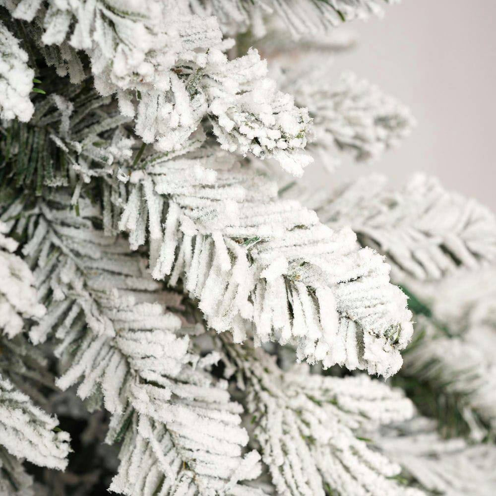 Resenkos 3 Piece Snow Flocked Christmas Decor Set, Includes a 6ft Tree ...