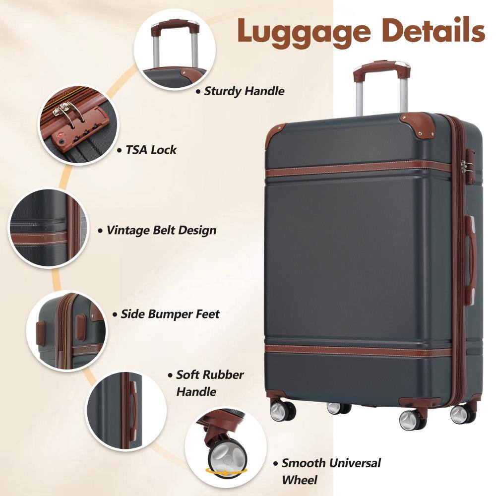 Luggage Details

- Sturdy Handle
- TSA Lock
- Vintage Belt Design
- Side Bumper Feet
- Soft Rubber Handle
- Smooth Universal Wheel