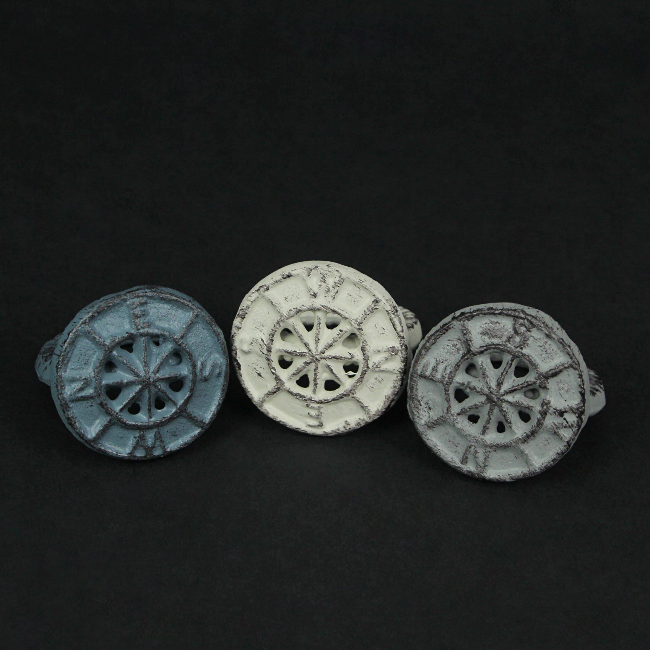 Alt View 1. Zeckos - Set of 6 Nautical Blue Cast Iron Compass Rose Napkin Rings Dining Decor - Nautical.