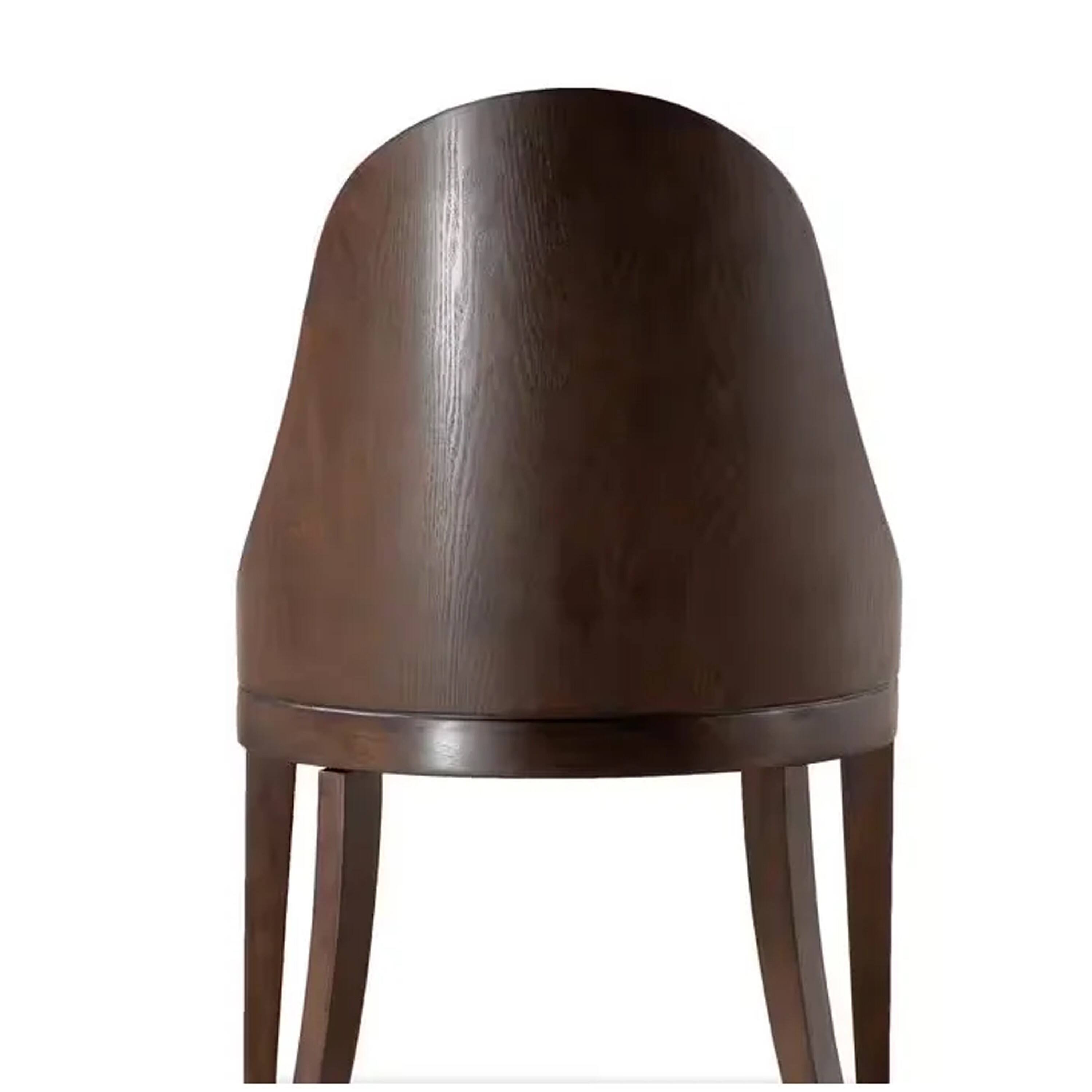 Alt View 3. Manhattan Lane - Mordy Side Dining Chair Set of 2, Curve Panel Back - Dark Walnut Brown, Off-White.