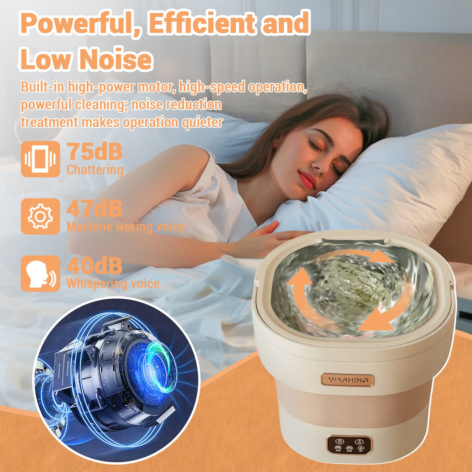 Back. Acekool - 12L Mini Portable Washing Machine and Dryer for RV Travel Hotel Laundry, Beige - Beige.