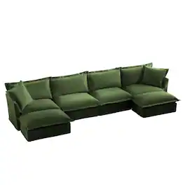 Boyel Living - Slipcovered Chenille 4 Seater Cloud Sofa - Green