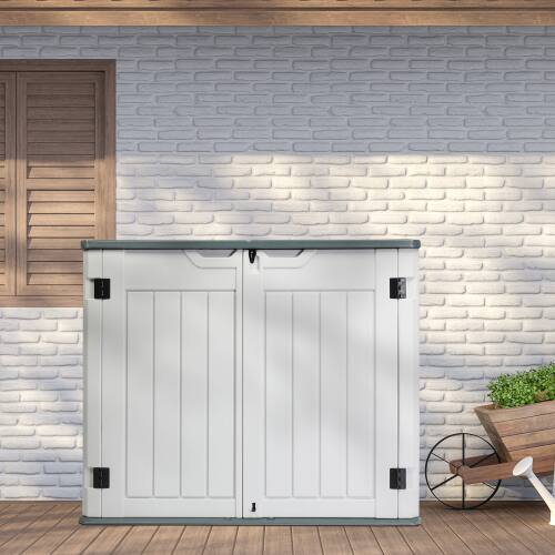 Front. Winado - 260 Gallon Portable Storage Box, Containers with Lockable Lid for Indoor Outdoor Garden Balcony Yard Patio Furniture - Gray & White.