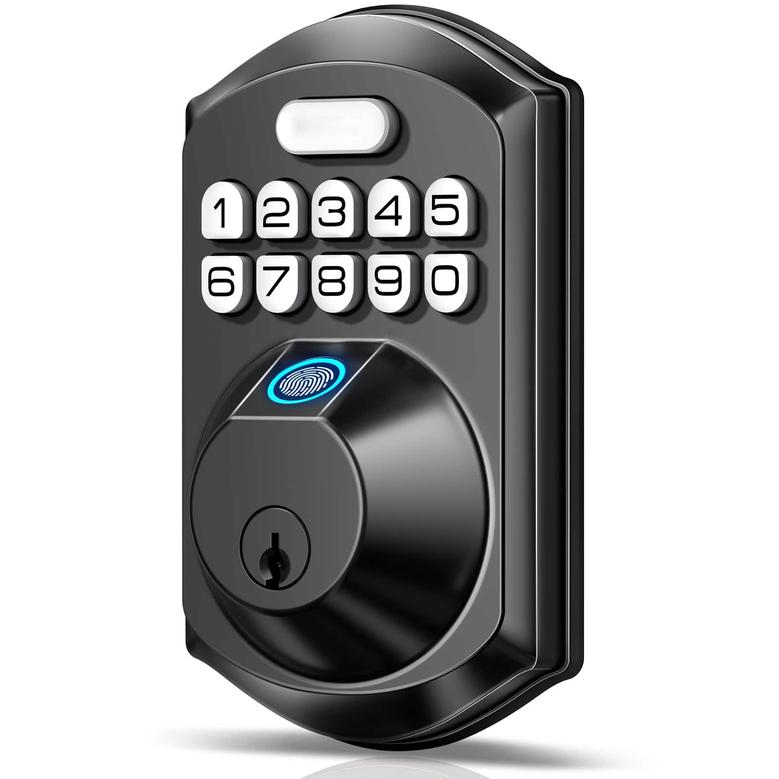 GlowWise - Fingerprint Door Lock with Keypad, Keyless Entry Deadbolt, Auto-Lock, Easy Installation for Front Door, Matte Black - Blank