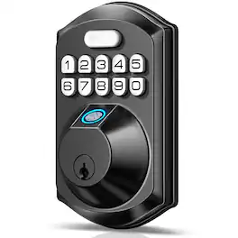 GlowWise - Fingerprint Door Lock with Keypad, Keyless Entry Deadbolt, Auto-Lock, Easy Installation for Front Door, Matte Black - Blank