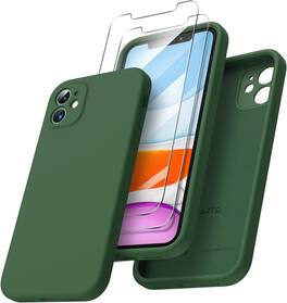Ornarto - Designed for iPhone 11 Case 6.1“, Liquid Silicone Protective Case with 2 x Screen Protector - Clover Green