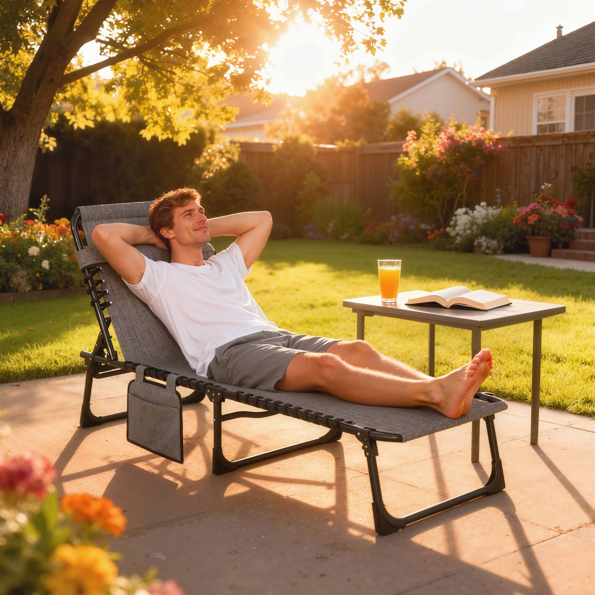 Alt View 1. Outsunny - Reclining Chaise Lounge Chair, Portable Sun Lounger, Folding Camping Cot with Adjustable Backrest and Removable Pillow - Grey.