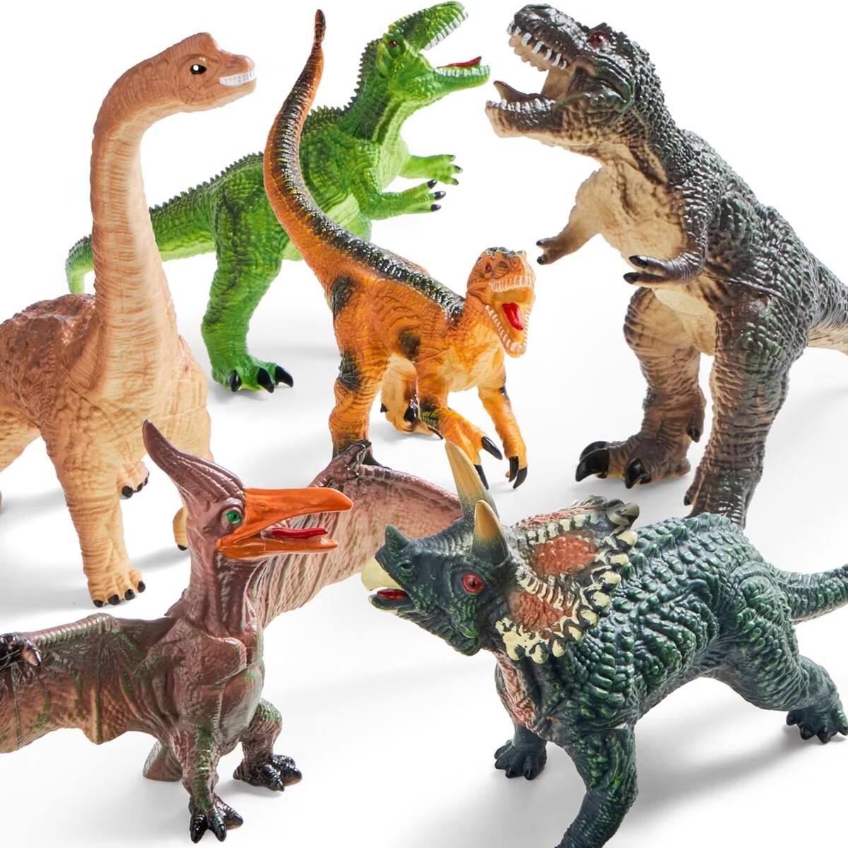 Alt View 3. Joyfy - Big Dinosaur Toys for Toddlers, Realistic Jurassic World Toys, 6Pcs Dinosaur Action Figures with an Educational Book, Gi - colorful.