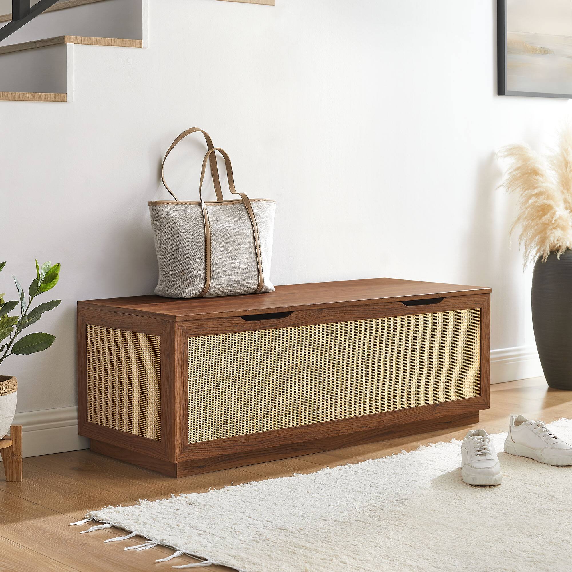 Alt View 5. Modway - Soma 47" Rattan Storage Bench by Modway - Brown.