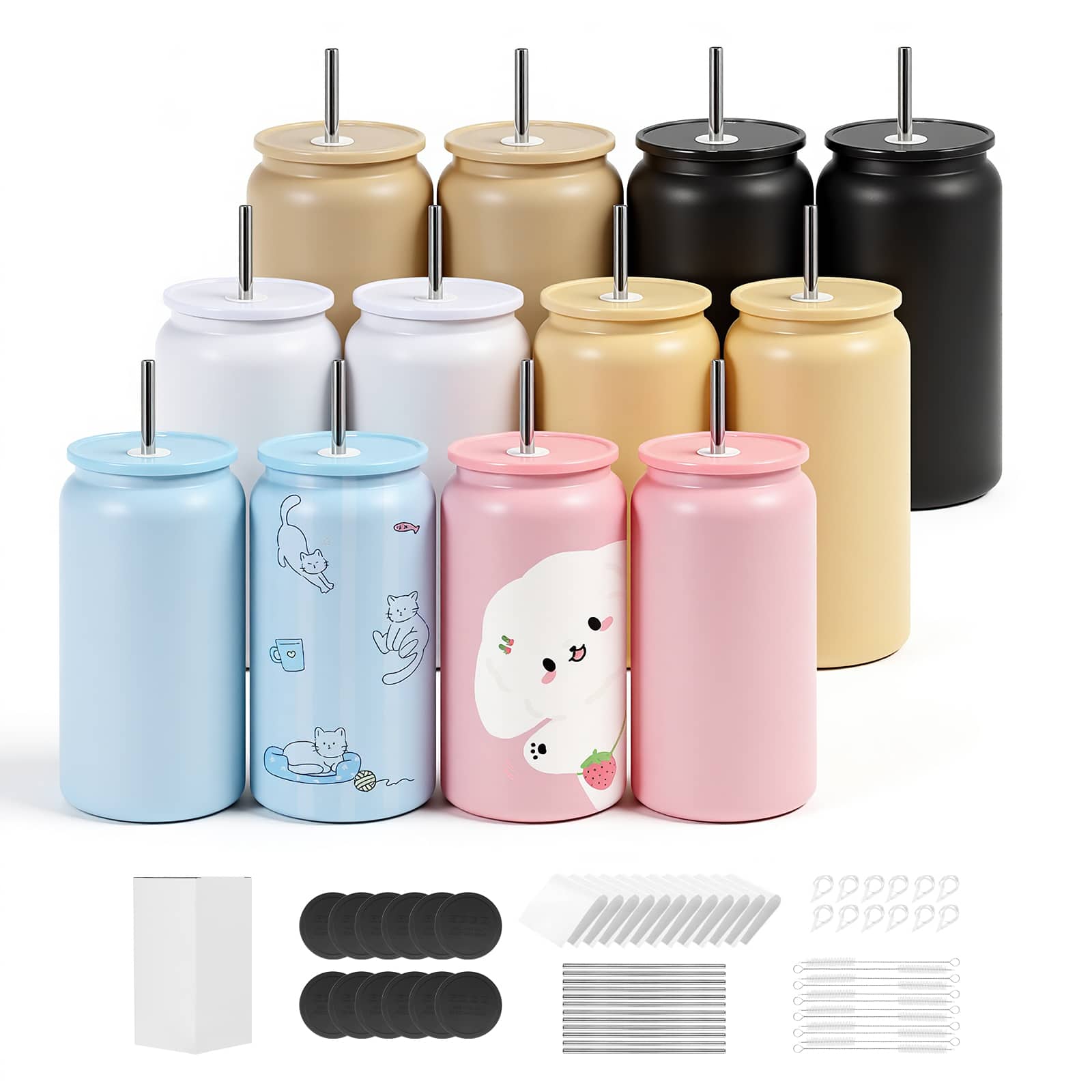 VEVOR - Sublimation Tumblers, 12 Pack, 16 oz Multicolored Tumblers Bulk, Stainless Steel Sublimation Cups with Lids and Straws - White price history on PriceWatchPro