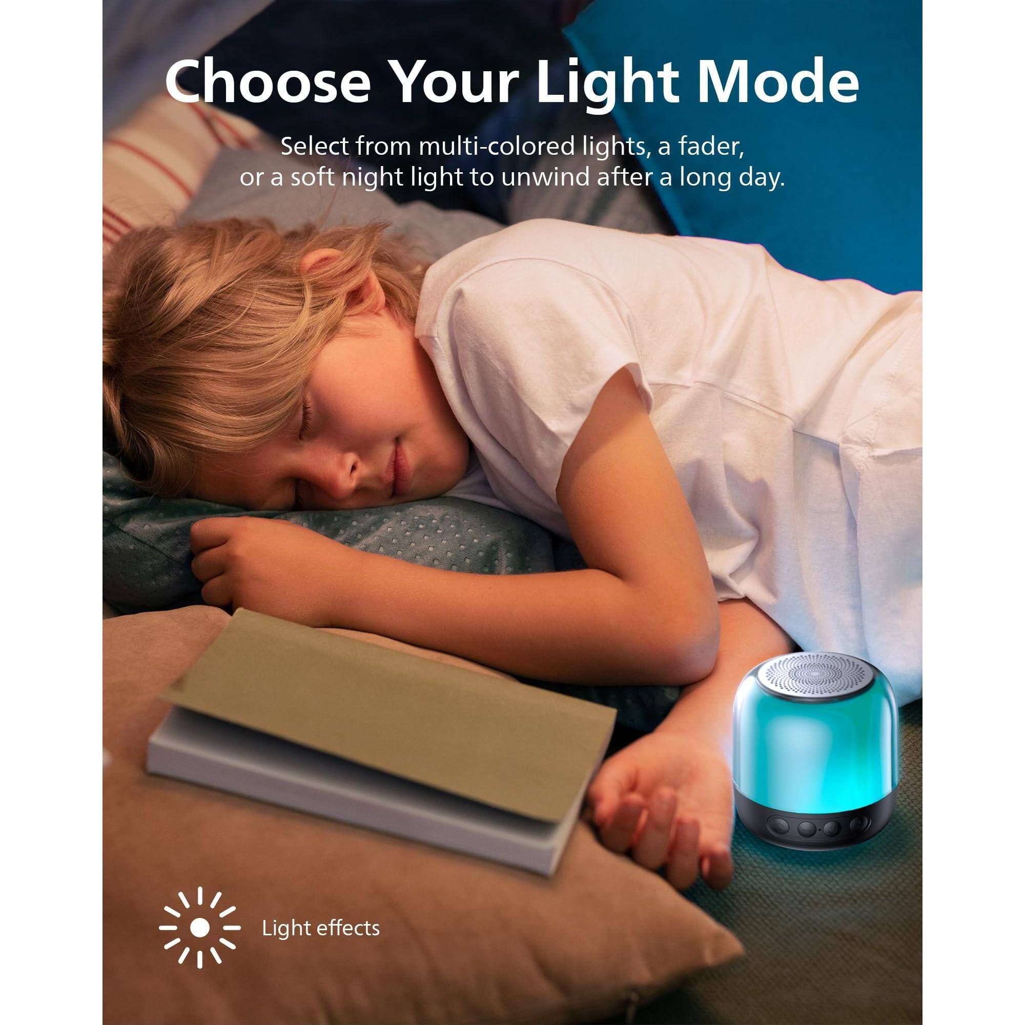 Choose Your Light Mode

Select from multi-colored lights, a fader, or a soft night light to unwind after a long day.

Light effects
