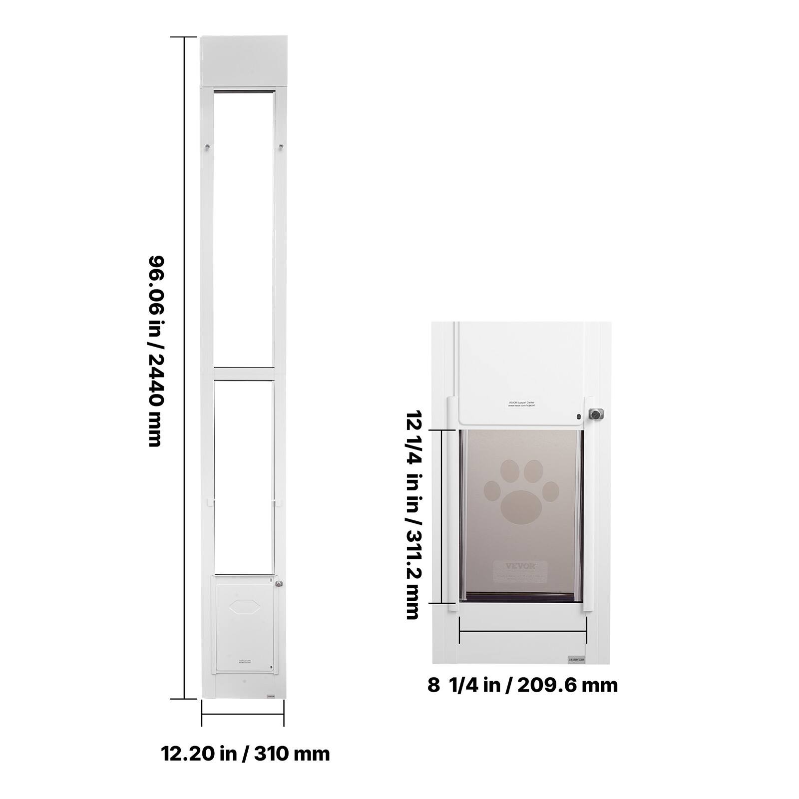 96.06 in / 2440 mm  
12 1/4 in / 311.2 mm  
8 1/4 in / 209.6 mm  
12.20 in / 310 mm