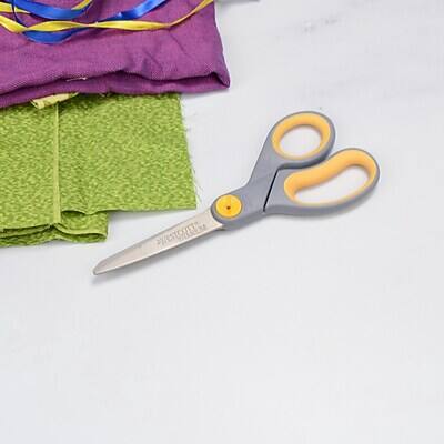 Alt View 4. Westcott - Titanium Bonded 8" Titanium Heavy Duty General Purpose Scissor, Pointed Tip - Gray/Yellow.