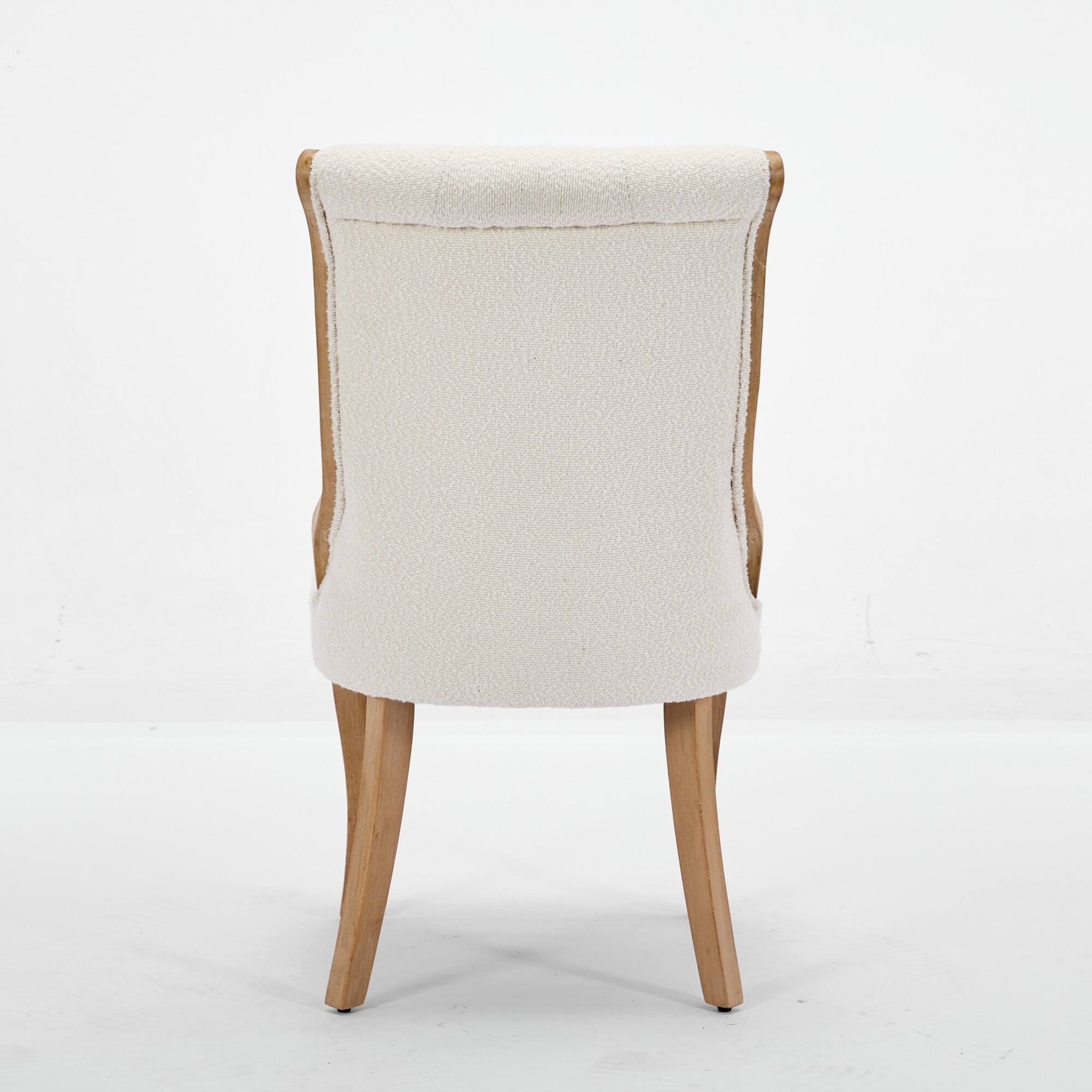 Alt View 4. GOODSILO - Mid-Century Modern Upholstered Dining Chairs with Curved Wood Trim and Sculpted Legs, Set of Two in Neutral Beige Fabric - Beige.