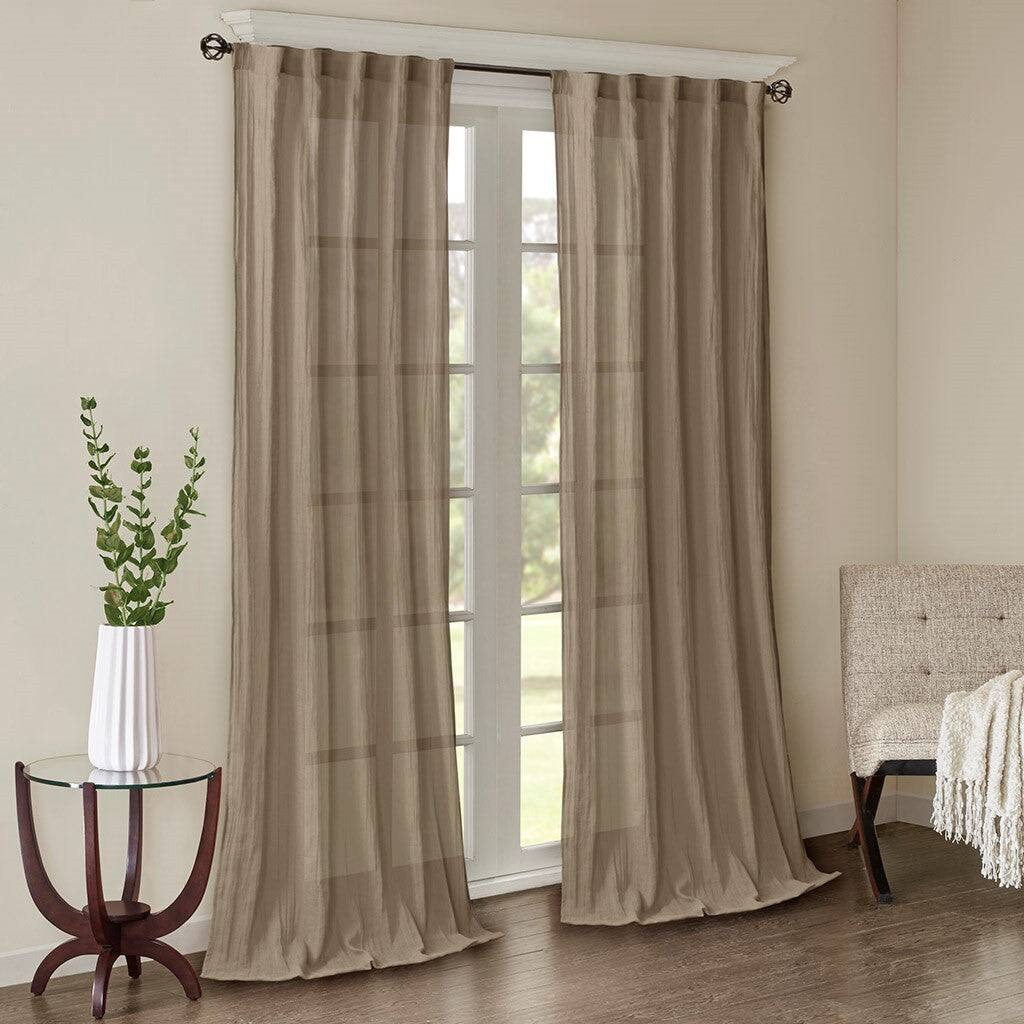 Alt View 6. BreeBe - Solid Crushed Curtain Panel Pair(2 Pcs Window Panels) - Taupe.