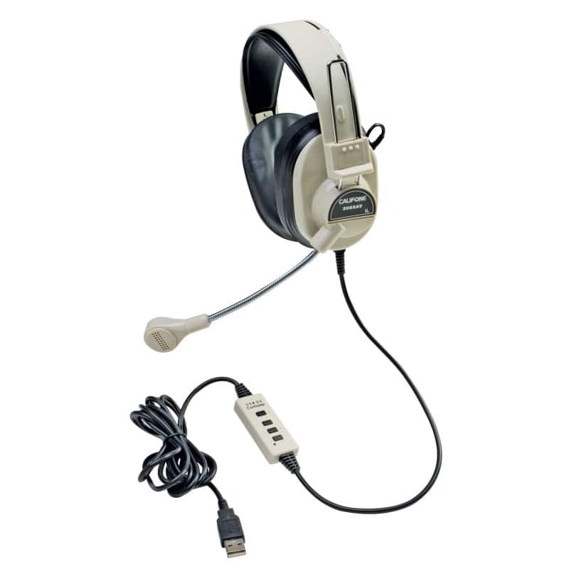 Califone - Deluxe Multimedia Stereo Headset with Boom Microphone with USB plug