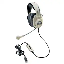 Califone - Deluxe Multimedia Stereo Headset with Boom Microphone with USB plug