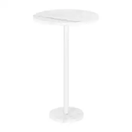 Oumilen - Marble Round Side Table for Small Spaces - White