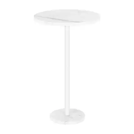 Front. Oumilen - Marble Round Side Table for Small Spaces, White - White.