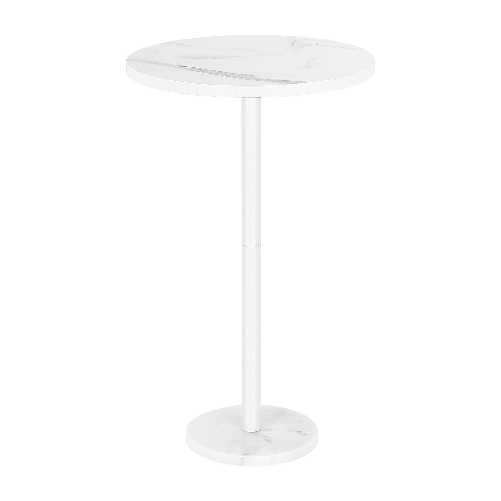 Front. Oumilen - Marble Round Side Table for Small Spaces, White - White.
