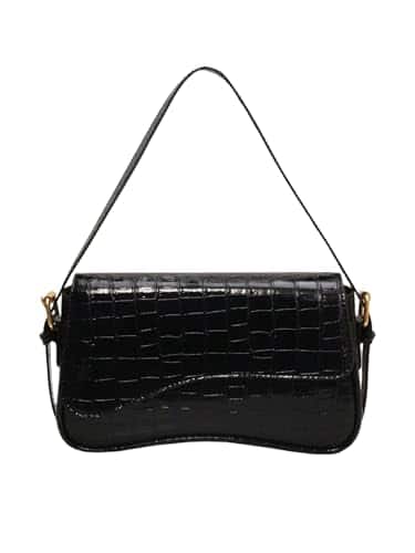 DORLUKFU - Women's Leather Shoulder Bag Clutch Purses Trendy Hobo Crossbody Handbags Y2K Saddle Flap Underarm Purse - Black Crocodile