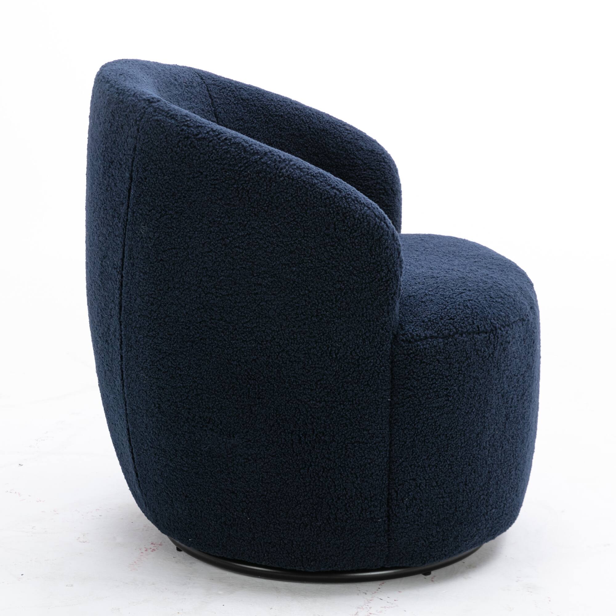 Alt View 10. GOODSILO - Plush Swivel Accent Armchair with Ergonomic Design and 360-Degree Rotation for Modern Interiors - Dark Blue.