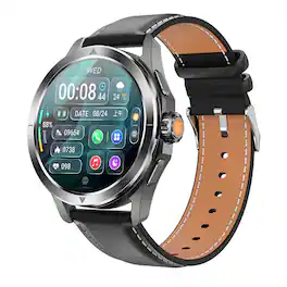 SKRAN - 1.53" High-Definition Screen Smart Watch with Calling,Heart Rate,Blood Pressure,Oxygen,Temperature Monitoring, Leather - Black - (2026)