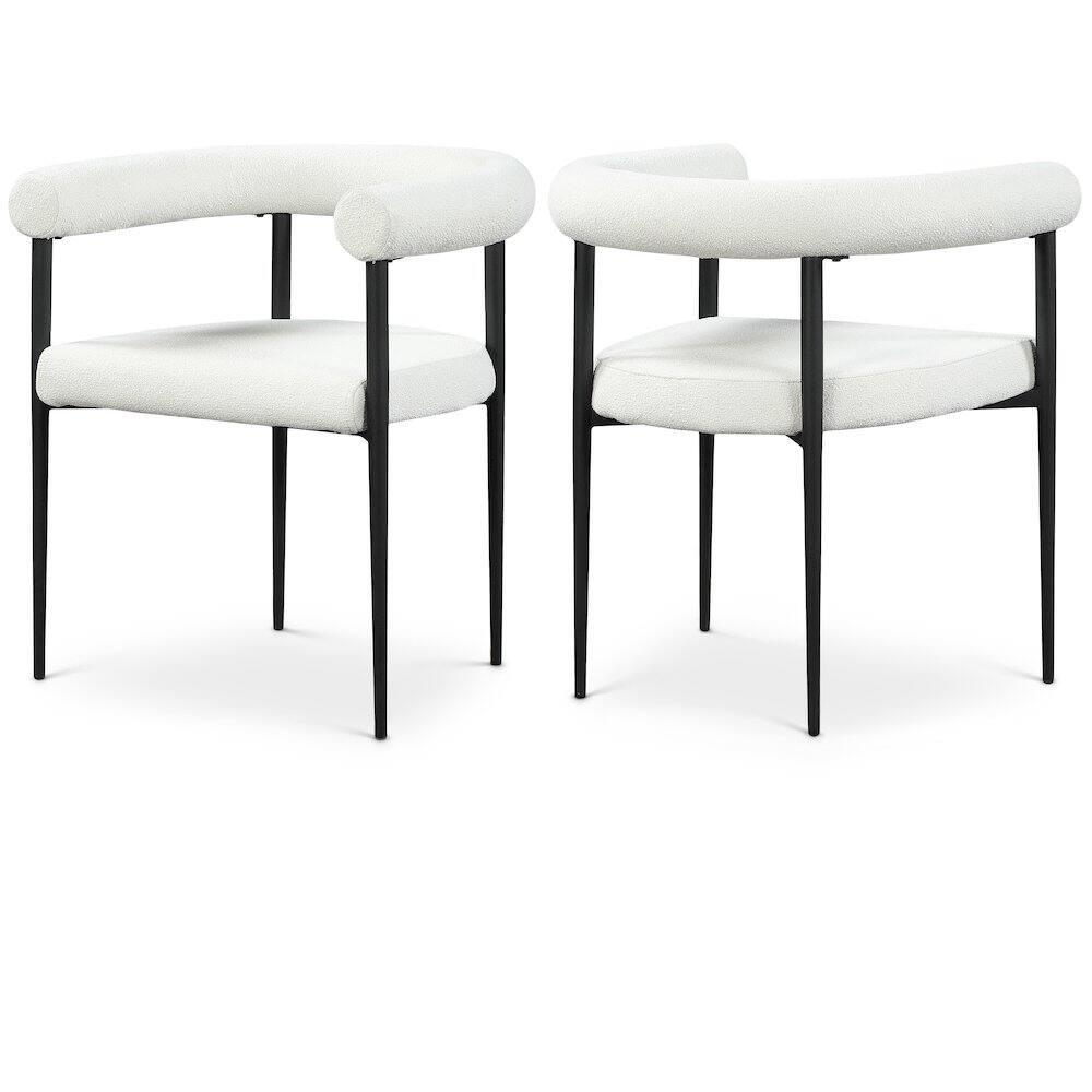 Front. Meridian Furniture - Louie Cream Boucle Fabric Dining Chair, Set of 2 - Beige.