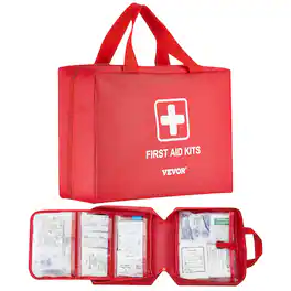 VEVOR - First Aid Kit, 420 Pieces, 600D Nylon Large Survival First Aid Bag, Emergency Medical Supplies, for Home, Car, Office - Red