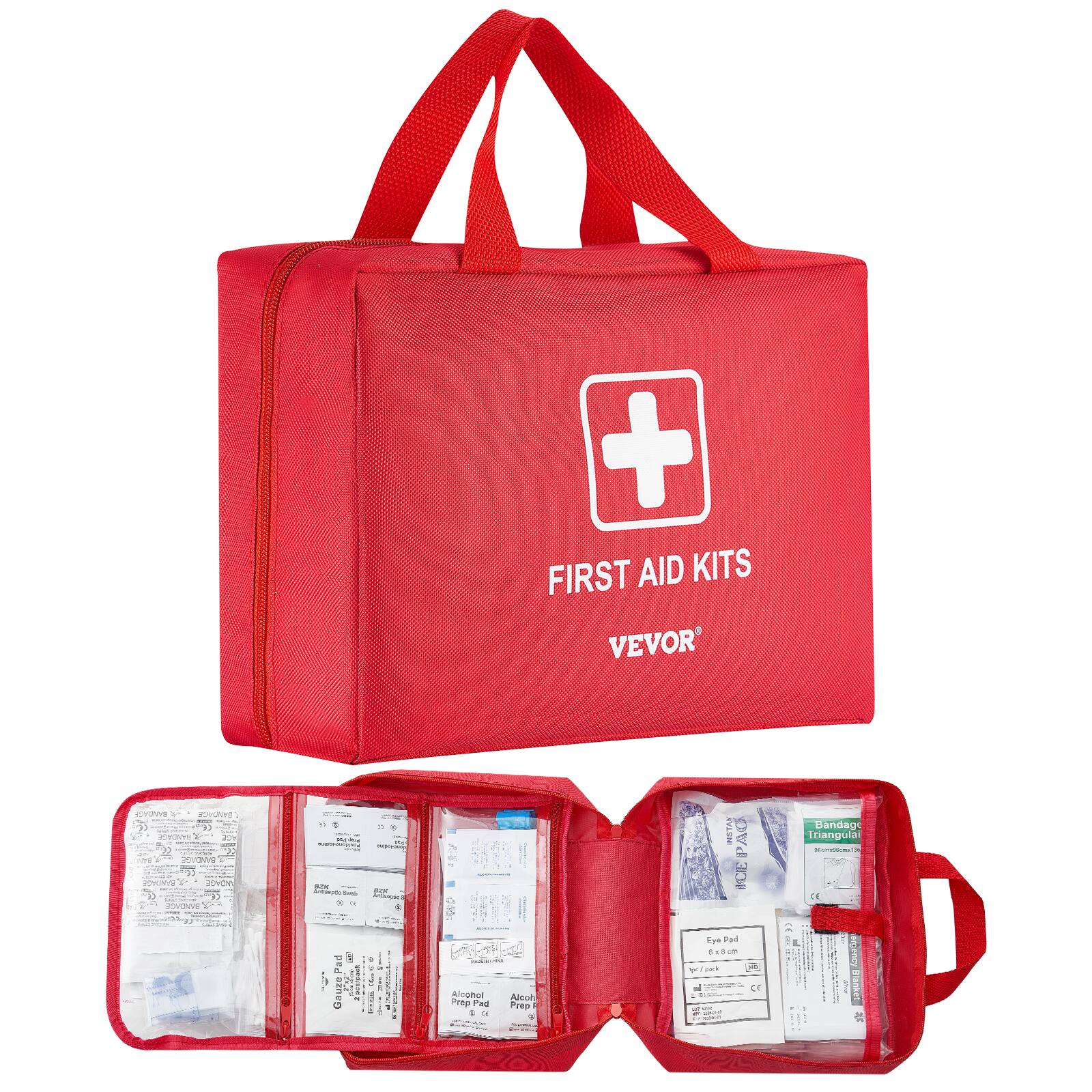 VEVOR - First Aid Kit, 420 Pieces, 600D Nylon Large Survival First Aid Bag, Emergency Medical Supplies, for Home, Car, Office - Red