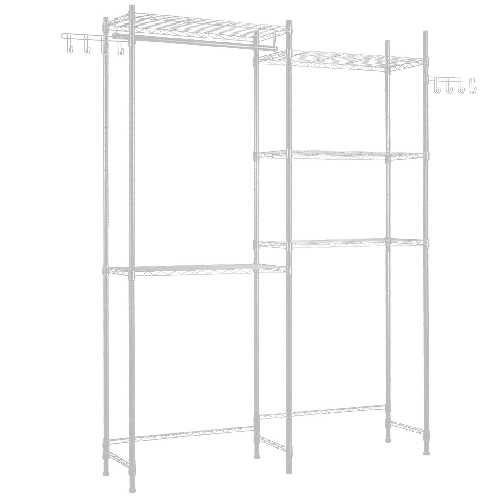 Alt View 5. VEVOR - Over Washer and Dryer Storage Shelves,5 Tiers Laundry Room Drying Rack,Hanger Rod and Hooks, Two Rows Adjustable Shelves - White.