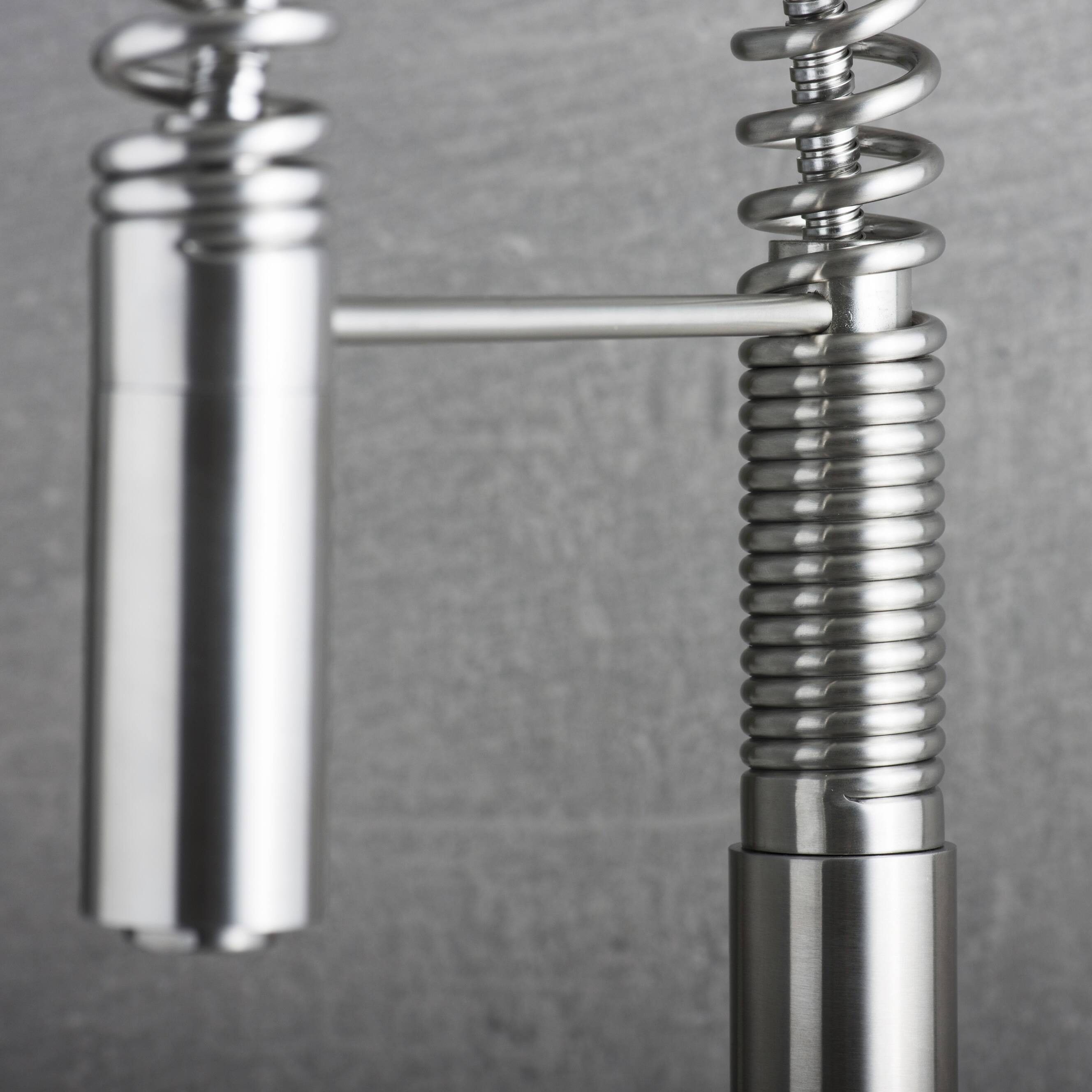 Back. Siljoy - DAX Single Handle Pull Down Kitchen Faucet Brushed Finish - Steel Gray.