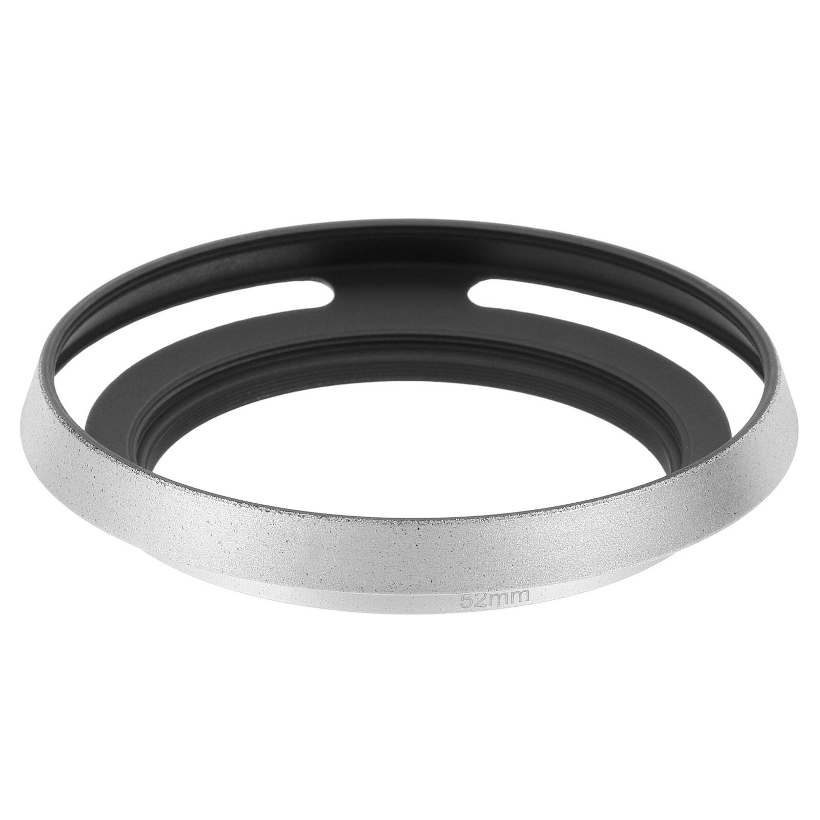Front. Unique Bargains - 52mm Lens Hood, Universal Metal Thin Hollow Curved Screw-in Vented Lens Hoods for Fujifilm for Pentax - Silver.
